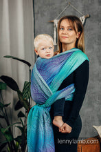Laden Sie das Bild in den Galerie-Viewer, Lenny Lamb Woven Baby Wrap/Vävd sjal - PEACOCK’S TAIL - FANTASY - 100% bomull
