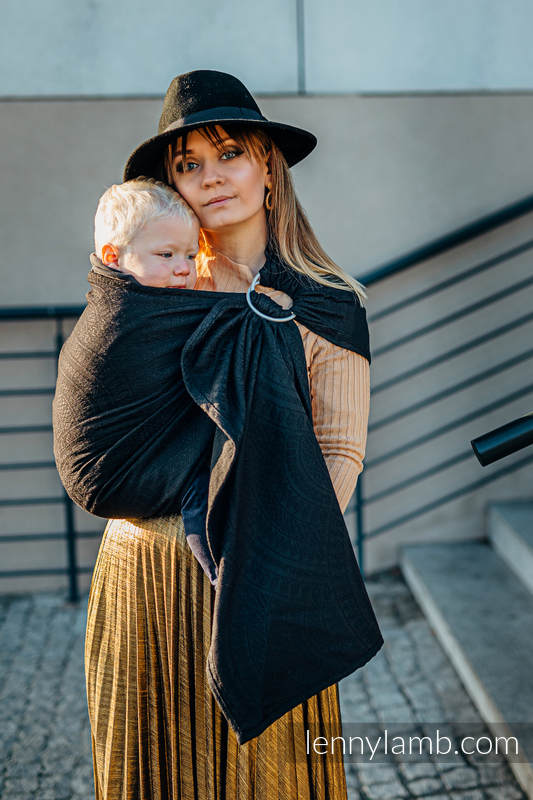 Ring Sling - PEACOCK'S TAIL - PITCH BLACK - 59% cotton, 41% merino wool