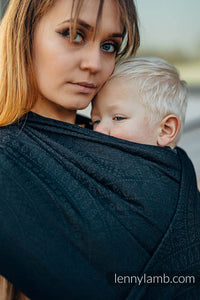 Lenny Lamb Woven Baby Wrap/Vävd sjal - PEACOCK'S TAIL - PITCH BLACK - 59% bomull, 41% merinoull