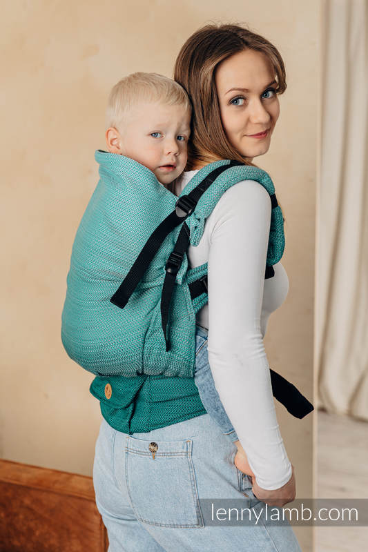LennyPreschool Carrier - LITTLE HERRINGBONE OMBRE GREEN - 100% bomull