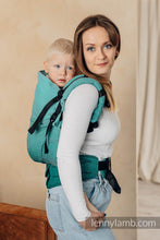 Load image into Gallery viewer, LennyPreschool Carrier - LITTLE HERRINGBONE OMBRE GREEN - 100% cotton

