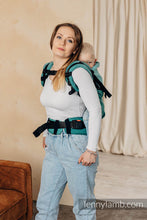 Load image into Gallery viewer, LennyPreschool Carrier - LITTLE HERRINGBONE OMBRE GREEN - 100% cotton
