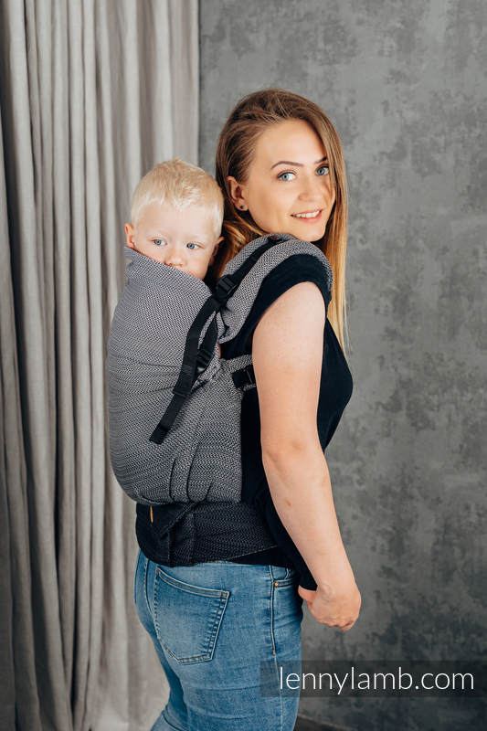 LennyPreschool Carrier - LITTLE HERRINGBONE OMBRE GREY - 100% bomull