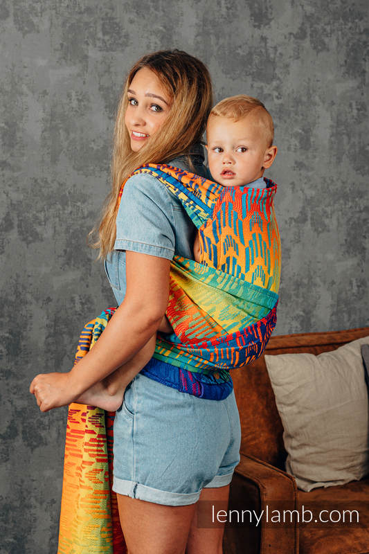 LennyHybrid Half Buckle Carrier - RAINBOW - CHEVRON - 100% bomull - PreSchool