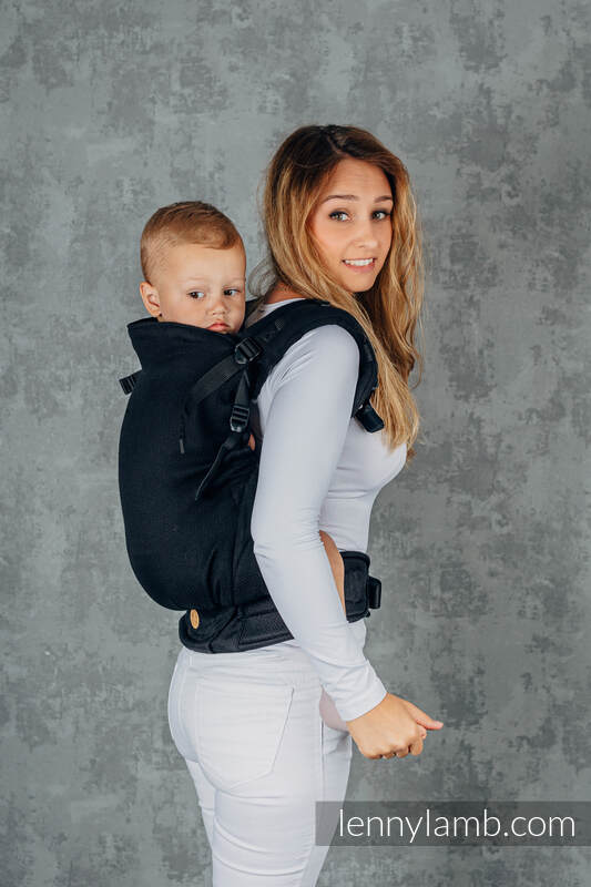 LennyPreschool Carrier - BASIC LINE LITTLE HERRINGBONE BLACK EBONY - 100% bomull