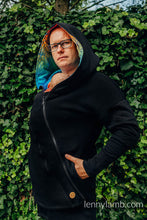 Laden Sie das Bild in den Galerie-Viewer, Asymmetrical Hoodie - Black with Rainbow Lotus
