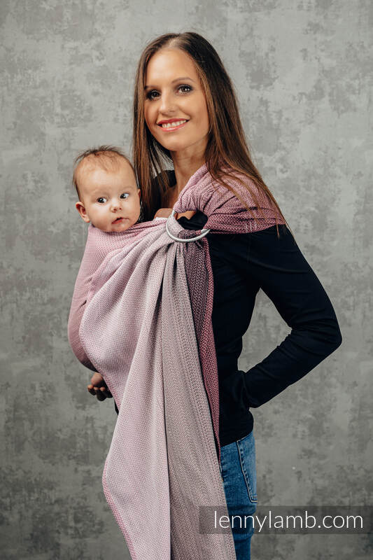 Ringsjal - LITTLE HERRINGBONE OMBRE PINK - 100% bomull