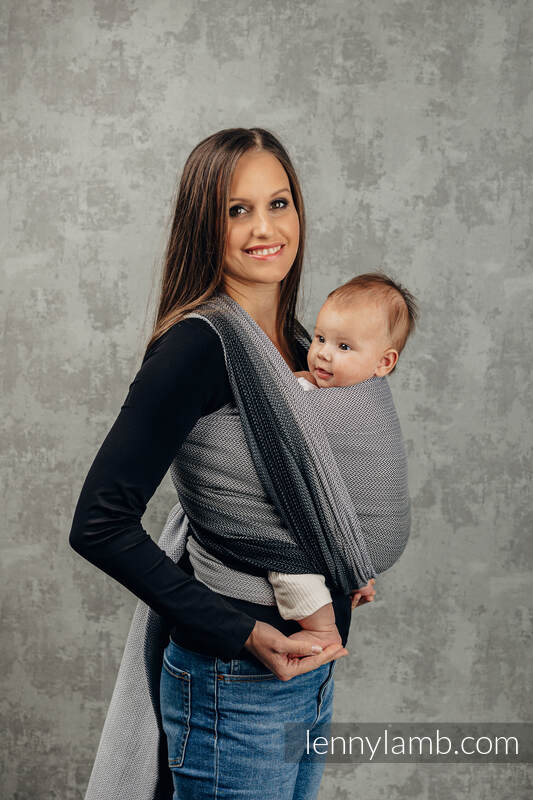 Lenny Lamb Woven Baby Wrap - LITTLE HERRINGBONE OMBRE GRAY - 100% cotton