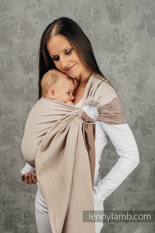Ringsjal - LITTLE HERRINGBONE BABY CAFFE LATTE - 100% bomull