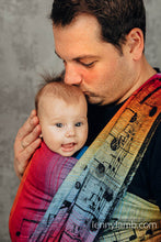 Load image into Gallery viewer, Lenny Lamb Woven Baby Wrap/Vävd sjal - SYMPHONY RAINBOW DARK - 100% bomull
