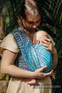 Lenny Lamb Woven Baby Wrap/Vävd sjal - PEACOCK'S TAIL - SEA ANGEL - 100% bambu viskos