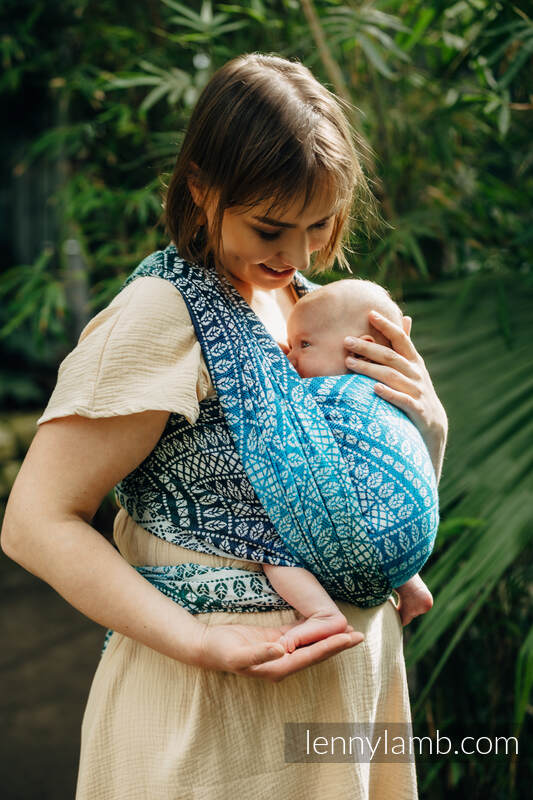 Lenny Lamb Woven Baby Wrap/Vävd sjal - PEACOCK'S TAIL - SEA ANGEL - 100% bambu viskos
