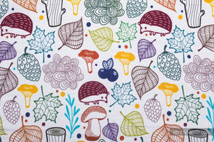 Muslin Square 65x65cm - UNDER THE LEAVES - HEDGEHOG