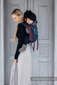 Lenny Buckle Onbuhimo Carrier - PEACOCK'S TAIL - BLACK OPAL - 60% Cotton, 28% Merino Wool, 8% Silk, 4% Cashmere