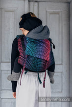 Load image into Gallery viewer, Lenny Buckle Onbuhimo Carrier - PEACOCK&#39;S TAIL - BLACK OPAL - 60% Cotton, 28% Merino Wool, 8% Silk, 4% Cashmere
