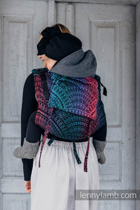 Lenny Buckle Onbuhimo Carrier - PEACOCK'S TAIL - BLACK OPAL - 60% Cotton, 28% Merino Wool, 8% Silk, 4% Cashmere