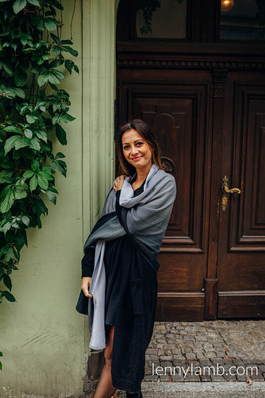 Shawl - Little Herringbone Ombre Grey
