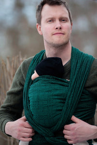 Vanamo Woven Wrap/Vävd sjal - Kide Emerald, newborn - 100% ekologisk bomull