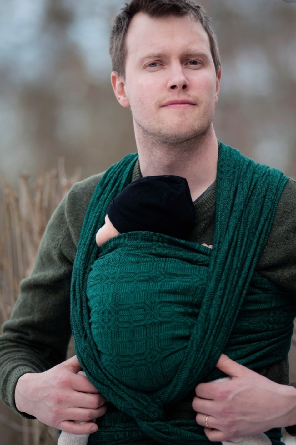 Vanamo Woven Wrap/Vävd sjal - Kide Emerald, newborn - 100% ekologisk bomull