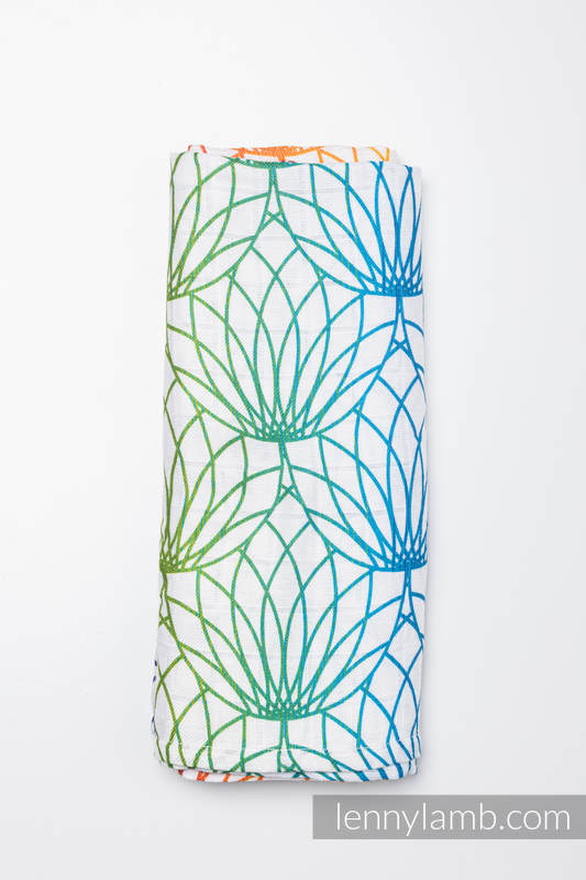 Swaddle Blanket 120x120cm - RAINBOW LOTUS WHITE