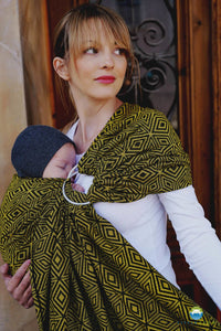 Little Frog Ring Sling - Golden Cube - 100% kammad bomull
