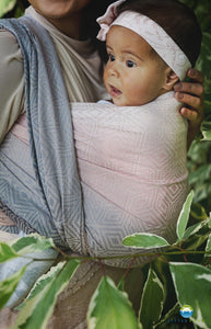 Little Frog Baby Wrap - Linen Foggy Cube - 75% combed cotton, 25% linen
