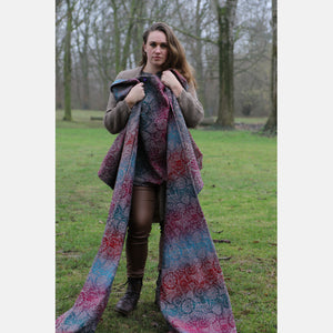 Yaro vävd sjal - Ava Trinity Maroon Rainbow Choco High Wool - 70% ull, 30% bomull - Utförsäljning!