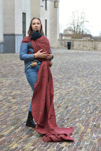 Yaro Woven wrap - La Vita Burgundy Gray Wool Blend - 60% Cotton, 30% Wool, 5% Silk, 5% Cashmere - Sale!