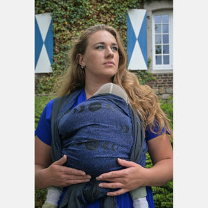 Yaro ringsjal - Luna Duo Black Dark/Blue Glam Ring Sling - 99% bomull, 1% glitter