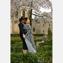 Load image into Gallery viewer, Yaro Woven wrap - Rococo Silver Pine Bourette - 60% Cotton, 40% Bourette Silk - Sale!
